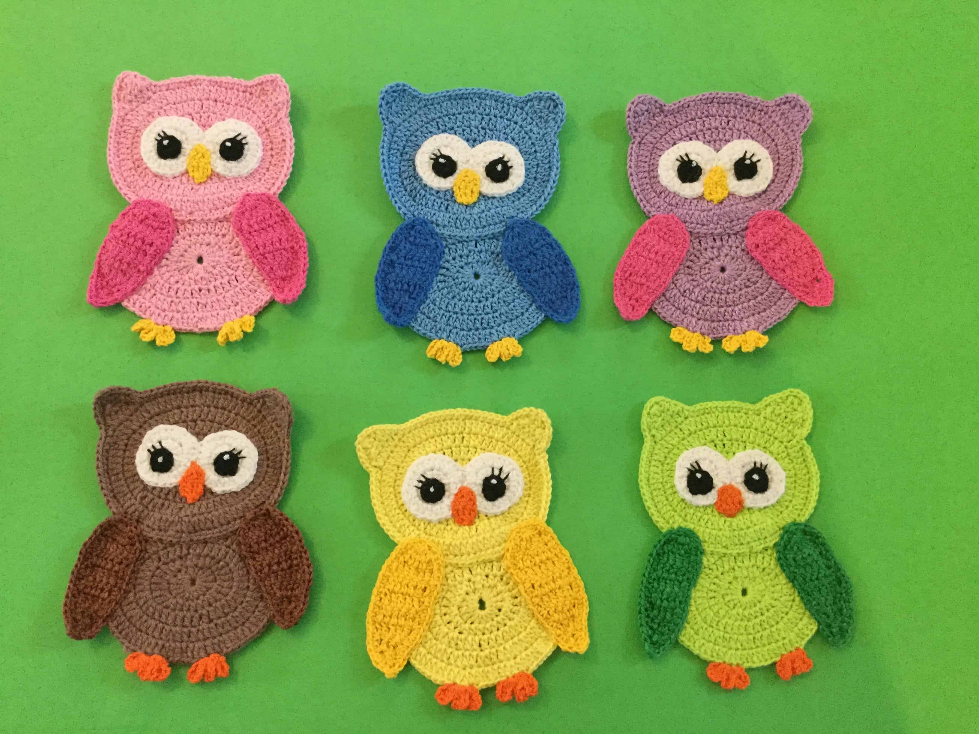 Finished crochet owl group landscape