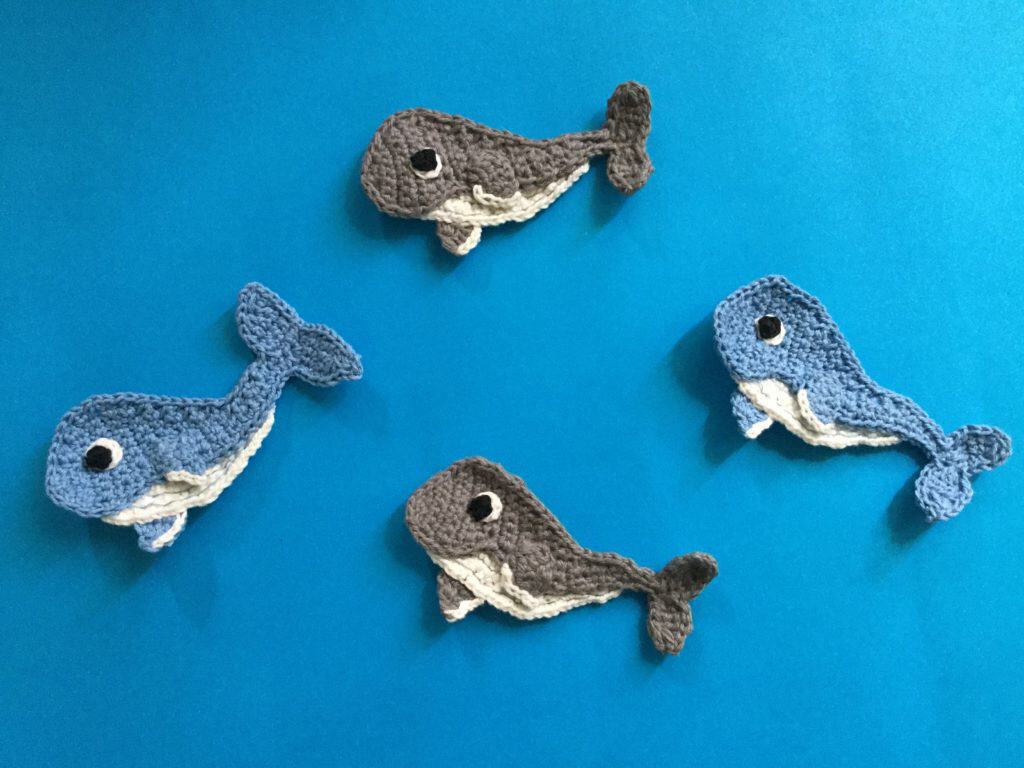 Finished crochet Humpback Whale group landscape