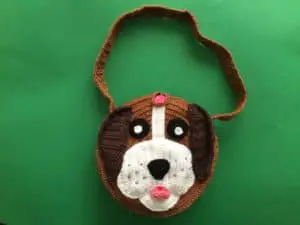 Finished crochet dog bag landscape