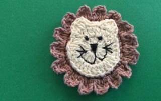 Finished crochet lion head mane with head