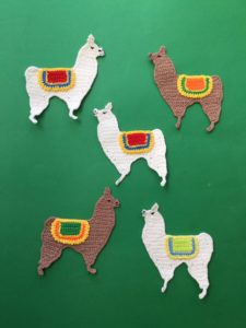 Finished crochet llama reversed group portrait 2