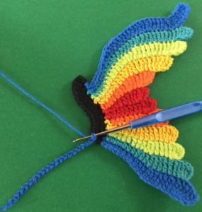 Crochet butterfly beginning second wing