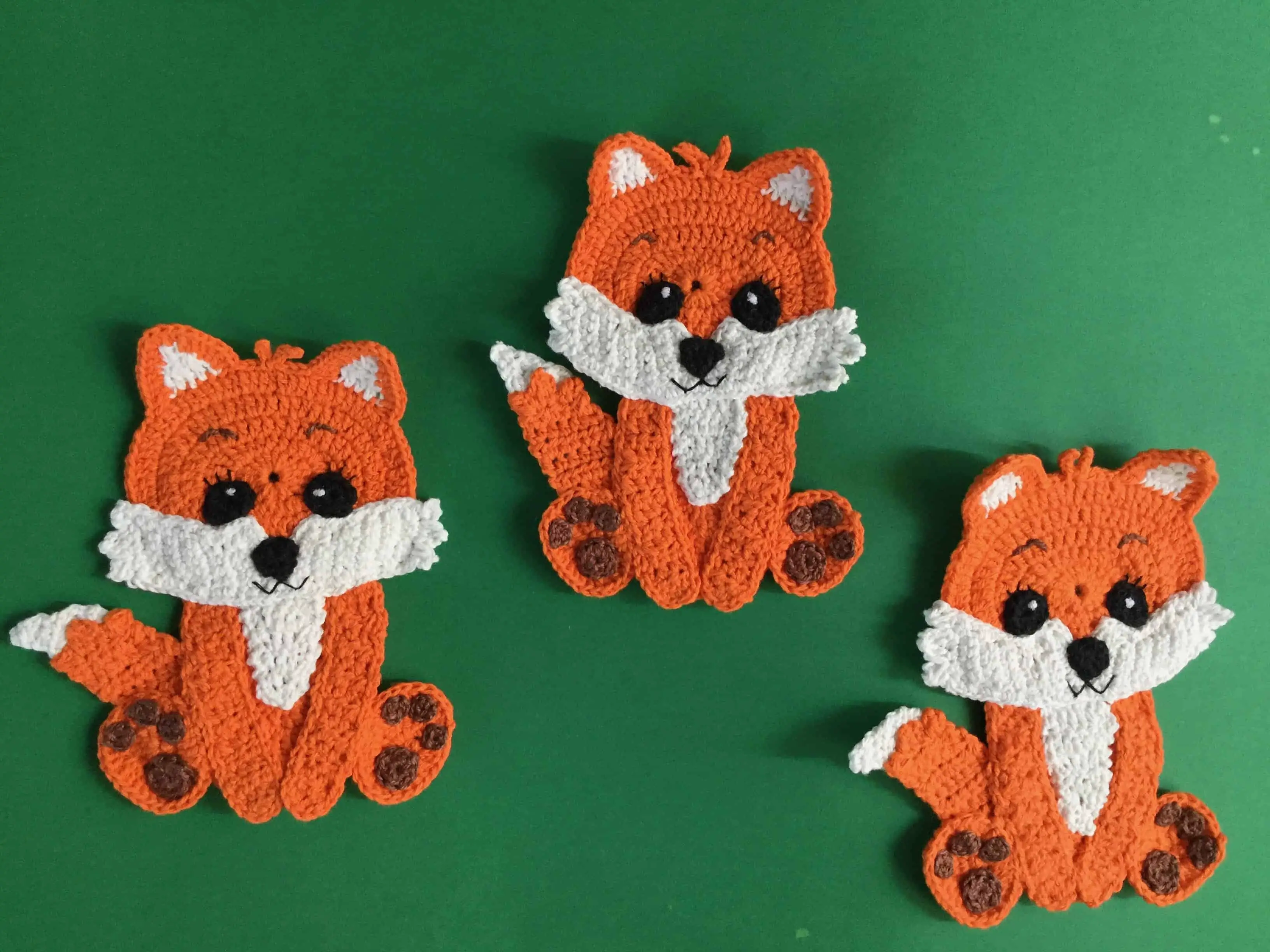 Finished crochet baby fox group landscape