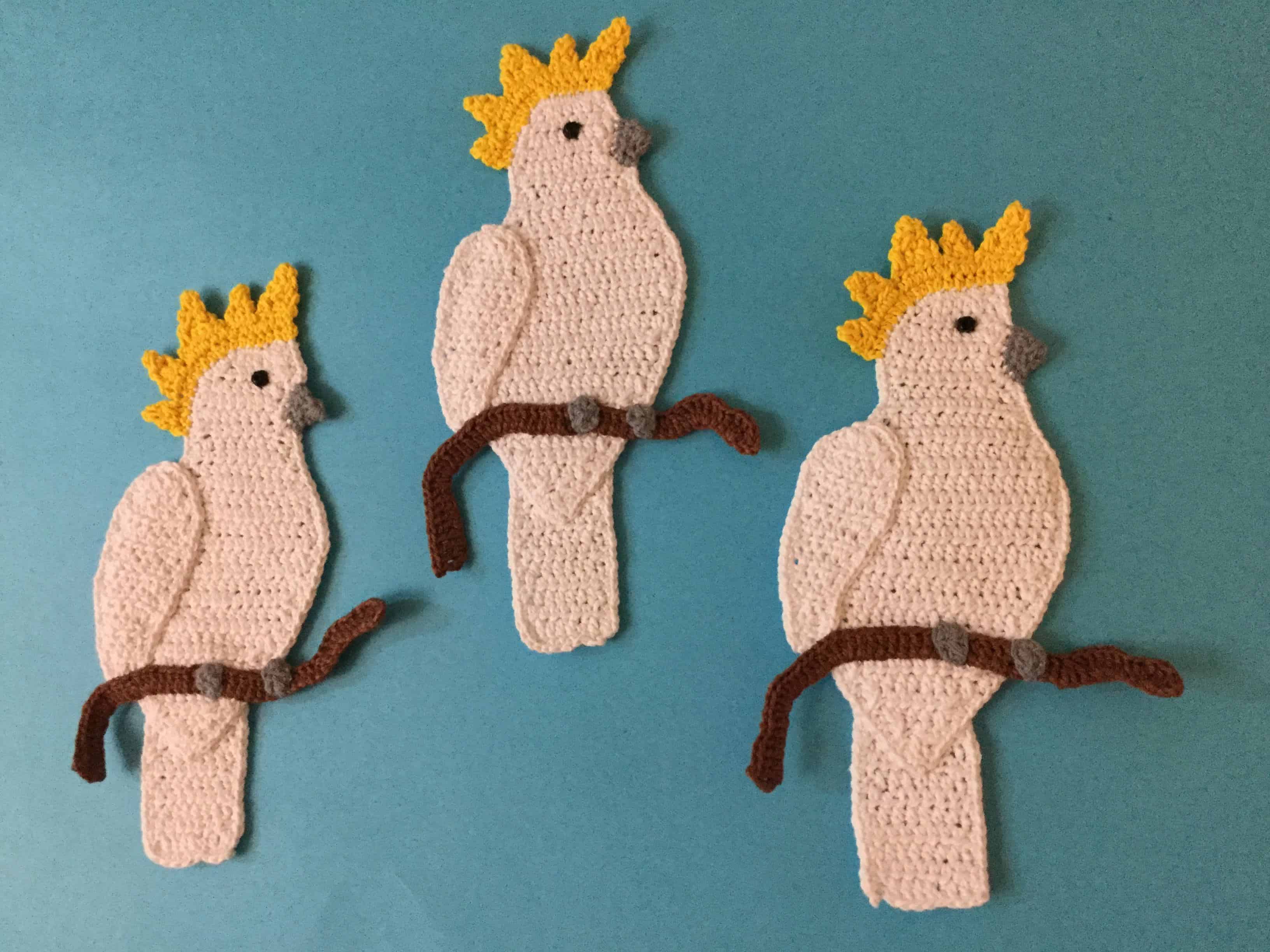 Finished crochet cockatoo group landscape