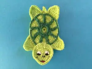 Finished crochet turtle landscape