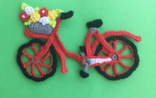 Finished crochet bicycle applique landscape