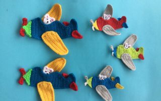 Finished crochet airplane applique group landscape