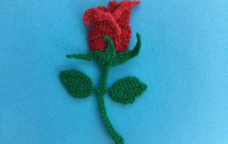 Finished crochet rosebud landscape