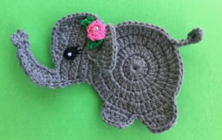 Finished crochet baby elephant landscape