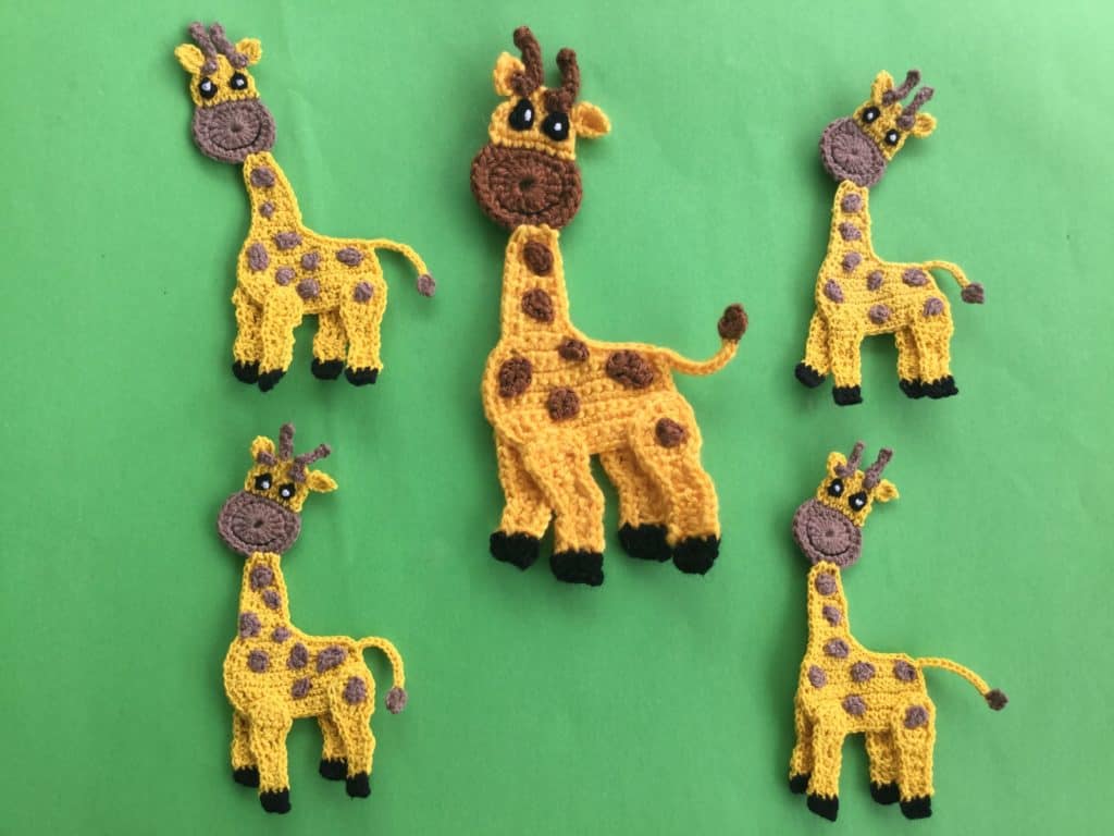Finished crochet giraffe group landscape