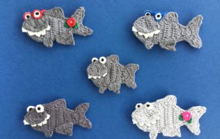 Finished crochet shark group landscape