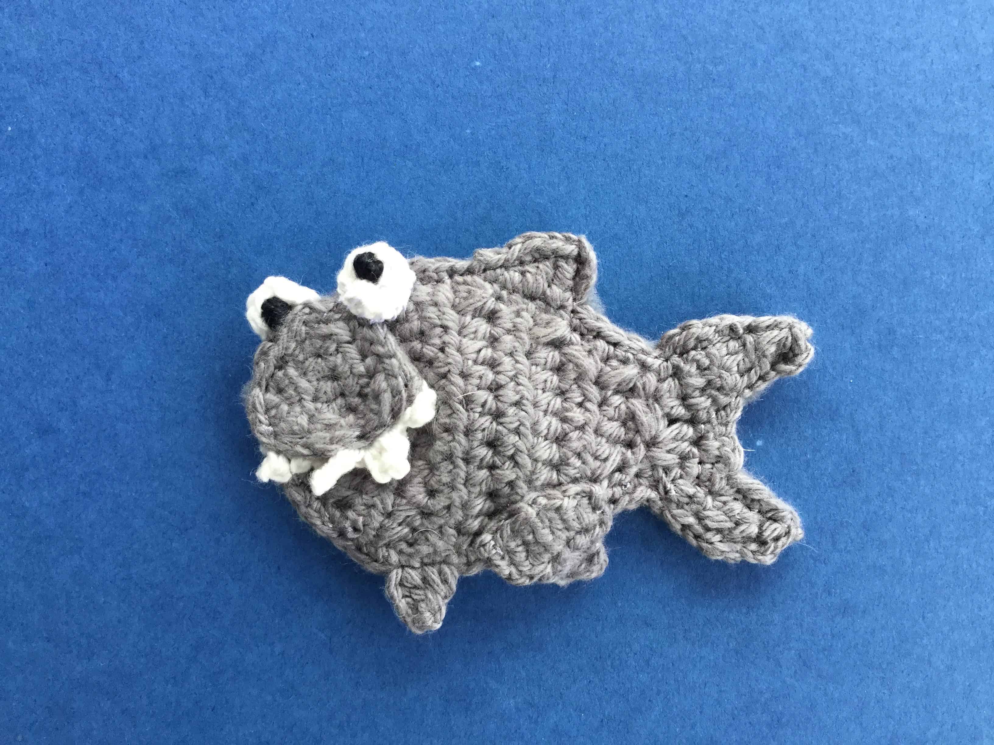 Finished crochet small shark landscape