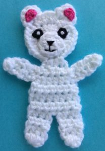 Crochet teddy for plane mobile body with inner ears