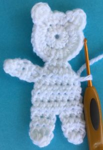 Crochet teddy for plane mobile joining for second arm