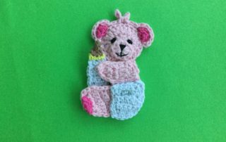 Finished crochet baby teddy bear landscape