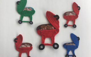 Finished crochet barbecue group landscape