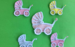 Finished crochet pram group landscape