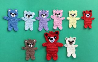 Finished crochet child teddy bear group landscape