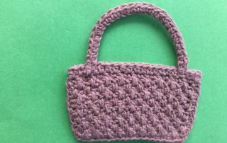 Finished crochet picnic basket landscape