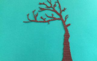 Finished crochet tree landscape