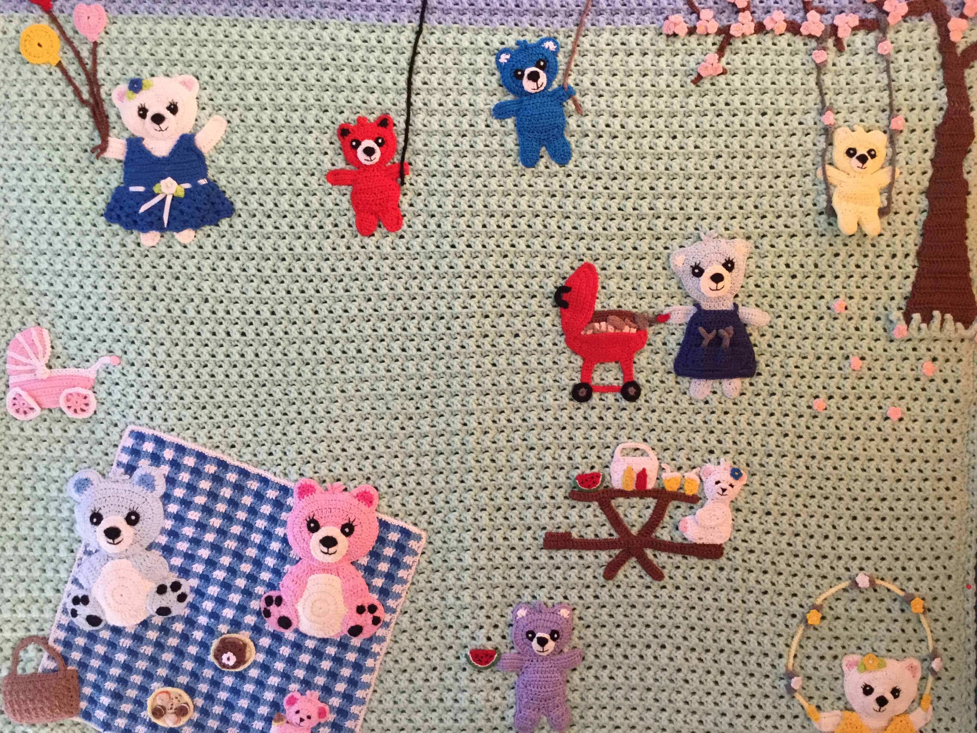 Finished teddy bears picnic baby blanket part blanket