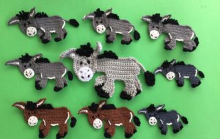 Finished crochet donkey group landscape