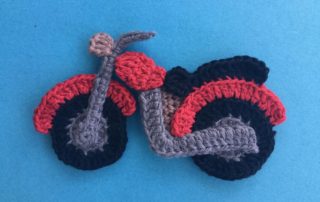 Finished crochet motorbike landscape