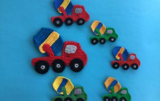 Finished crochet cement mixer group landscape