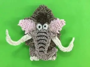 Finished crochet woolly mammoth pattern 2 ply landscape