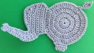 Crochet baby elephant 2 ply first leg