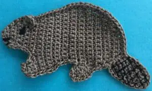 Crochet beaver body with eye and nose