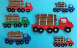 Finished crochet log truck group landscape