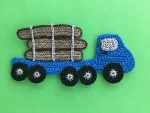 Finished crochet log truck pattern 2 ply landscape