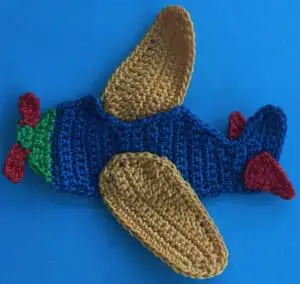Crochet airplane 2 ply fuselage with tail flaps