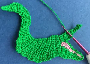 Crochet crocodile 2 ply body neatening row 1