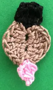 Crochet dog with a bone 2 ply muzzle with nose and tongue