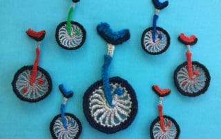 Finished crochet unicycle 2 ply group landscape