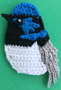 Crochet blue wren 2 ply body with wing