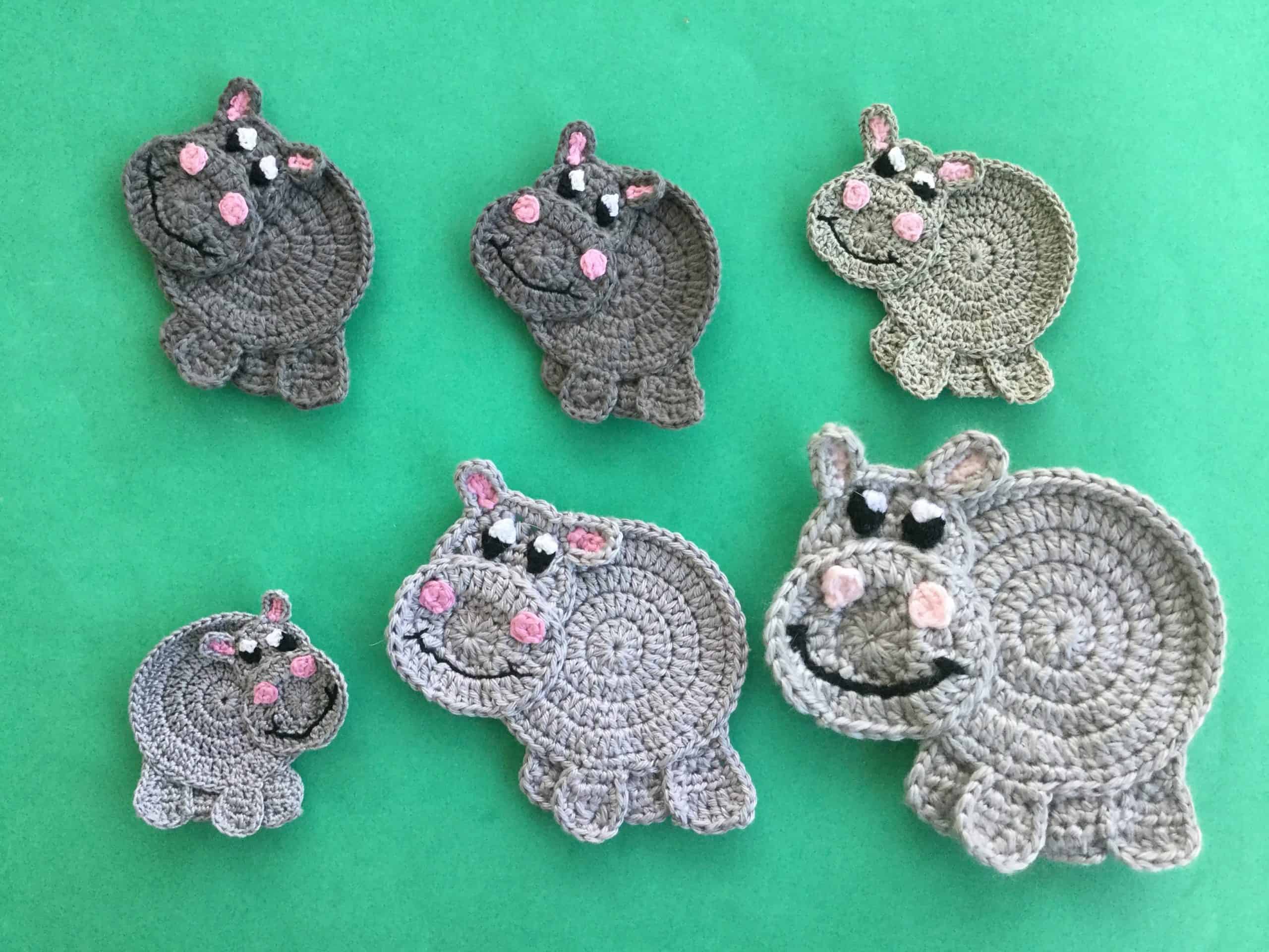 Finished crochet easy hippo 2 ply group landscape