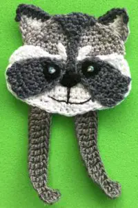 Crochet raccoon 2 ply head with front legs