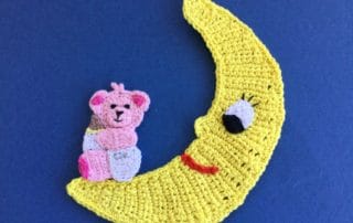 Finished crochet new moon 4 ply with teddy bear landscape