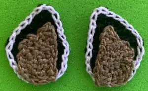 Crochet boston terrier 2 ply outer ears with inner ears