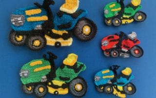Finished crochet ride on mower 2 ply group landscape