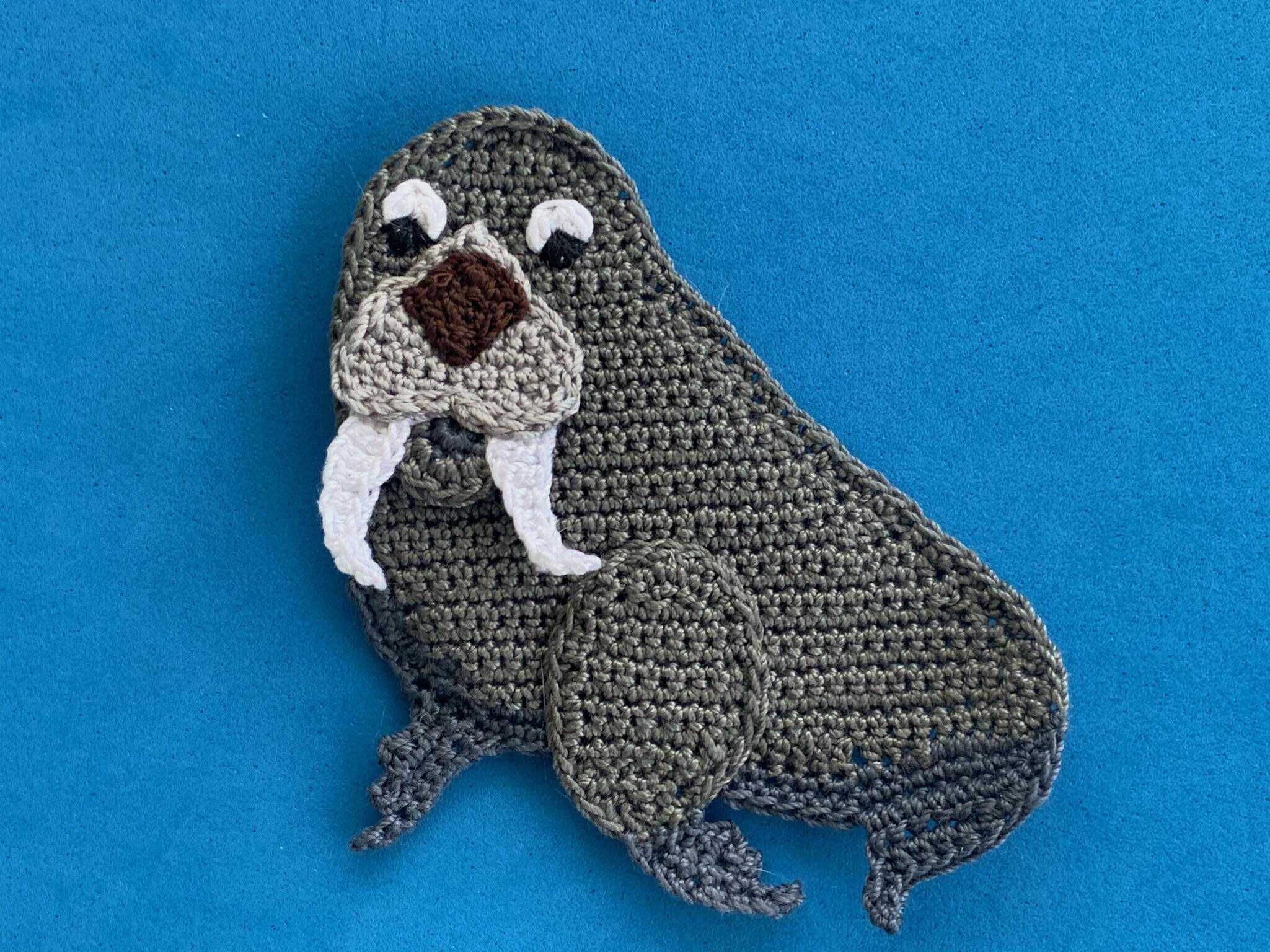 Finished crochet walrus 2 ply landscape