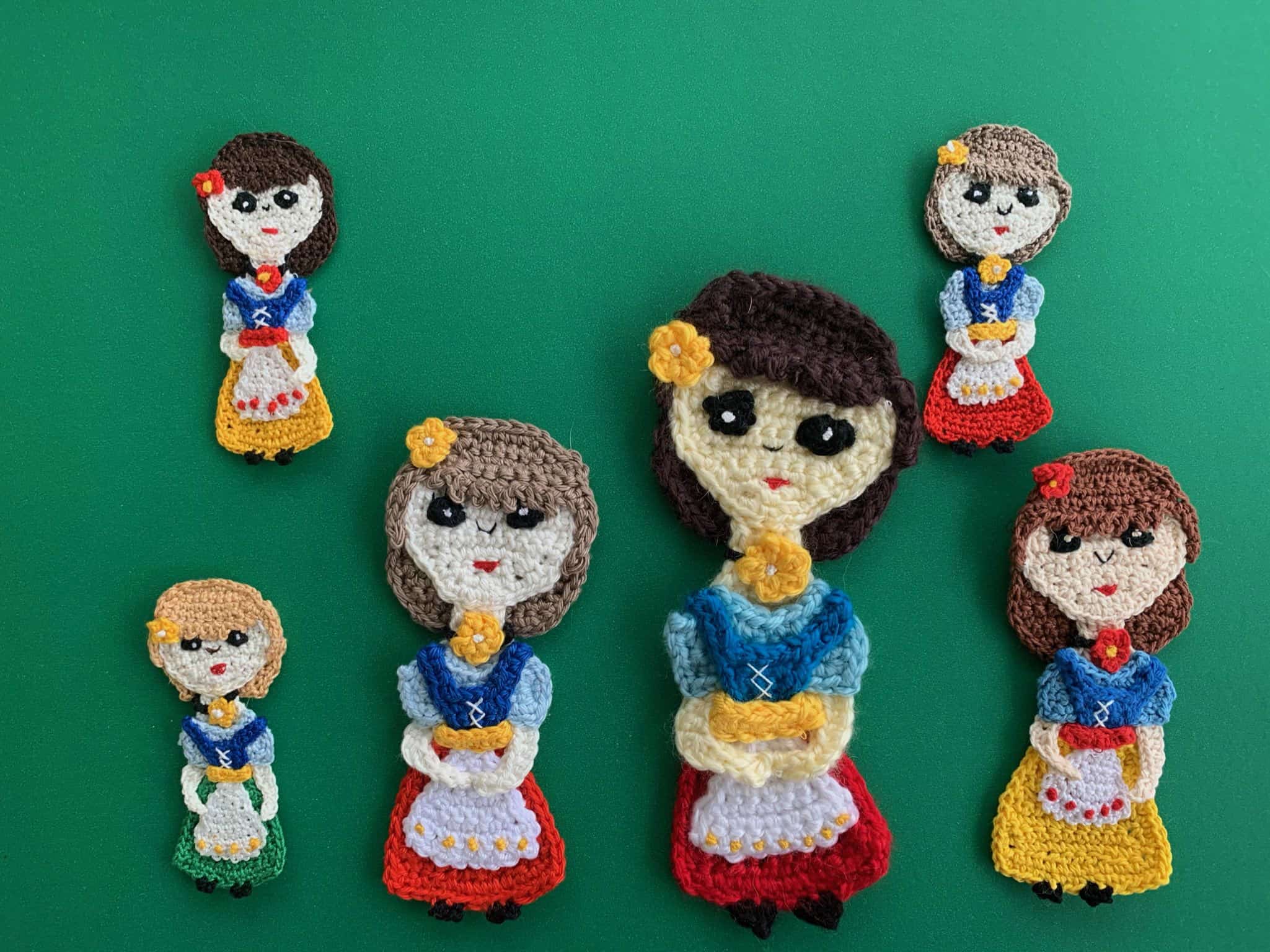 Finished Crochet Bavarian girl 2 ply group landscape
