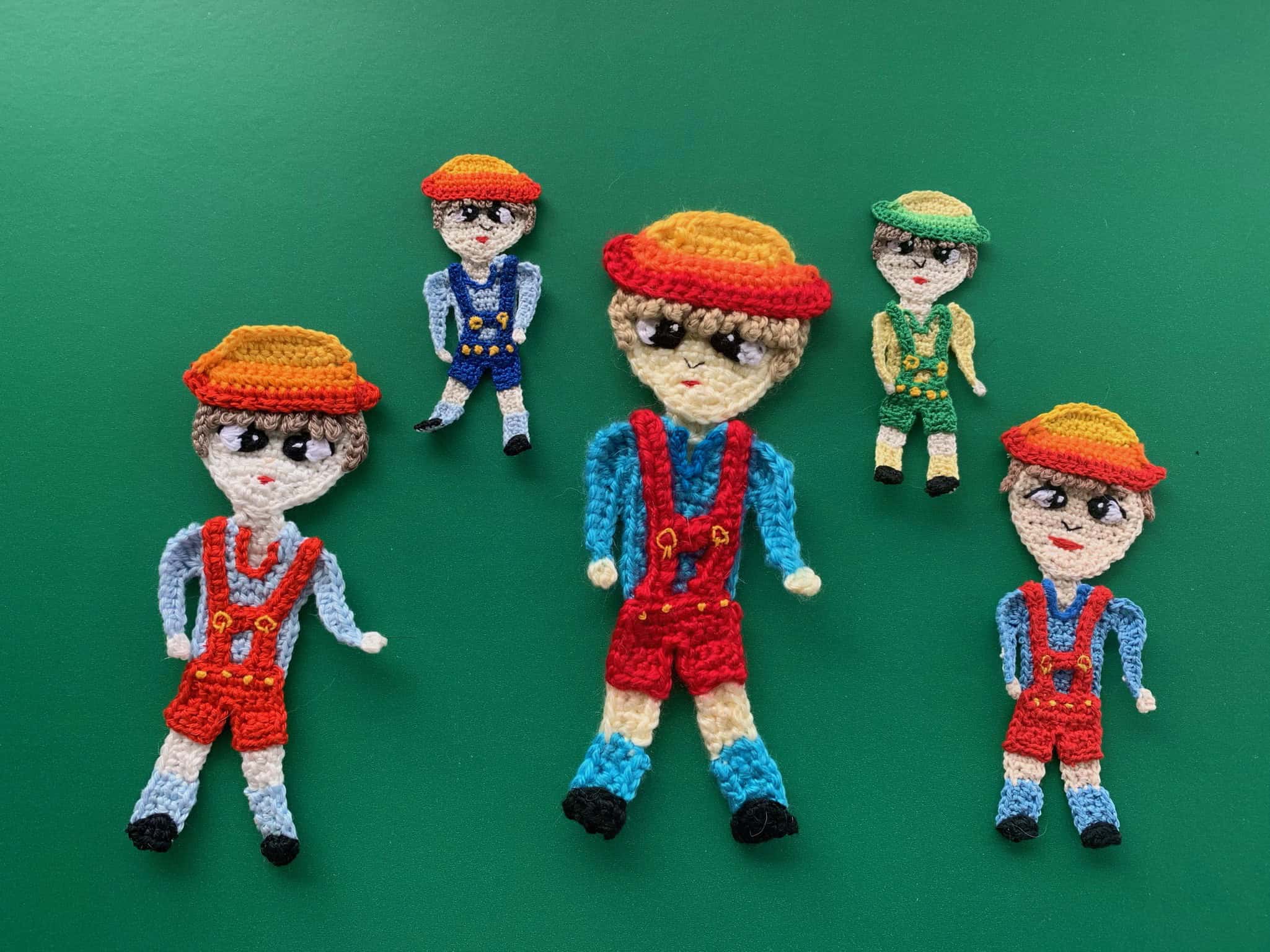 Finished crochet German boy 2 ply group landscape