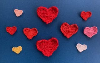 Finished crochet heart 2 ply group landscape