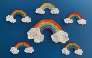 Finished crochet rainbow 2 ply group landscape