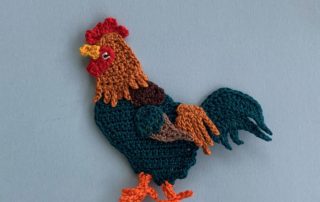 Finished crochet rooster 2 ply landscape