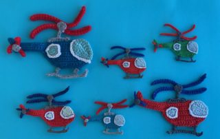 Finished crochet helicopter 2 ply group landscape